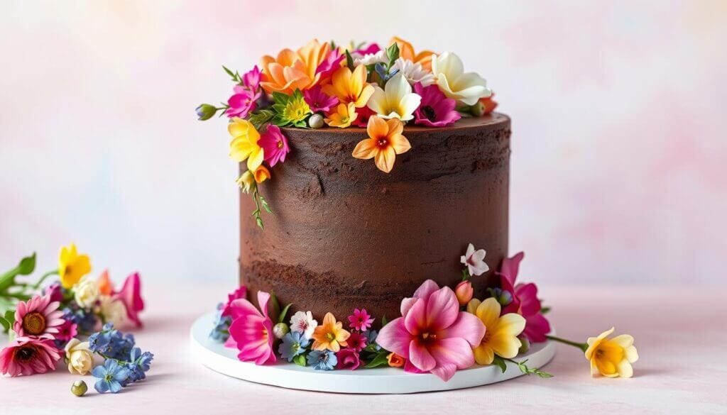 Elegant floral chocolate cake – beauty meets indulgence!