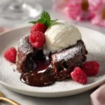 Flourless chocolate lava cake with molten center
