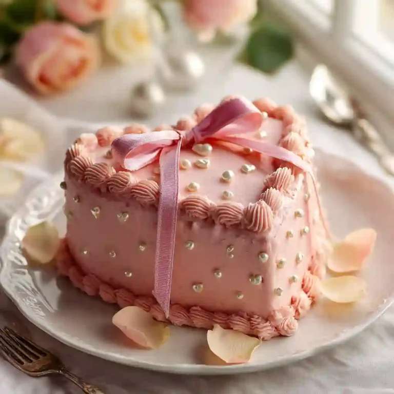 Heart Pink Cake with Pink Bow | Have You Seen the Cutest Cake of the Year? 10 heart-shaped pink cake with bow and edible pearls