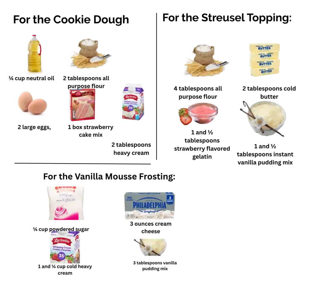 Easy Strawberry Ice Cream Bar Cookie Crumbl You’ll Love 3 Strawberry ice cream bar cookie crumbl recipe ingredients flat lay